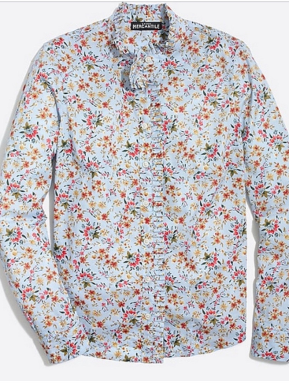J. Crew Floral Button Up Shirt Size Small Blue Orange Cotton